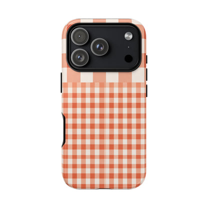 Buffalo Check Tough Phone Case — Orange Gingham Protective Cover