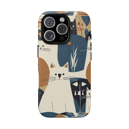 Cat Pattern Phone Case – Retro Abstract Cats Protective iPhone Cover