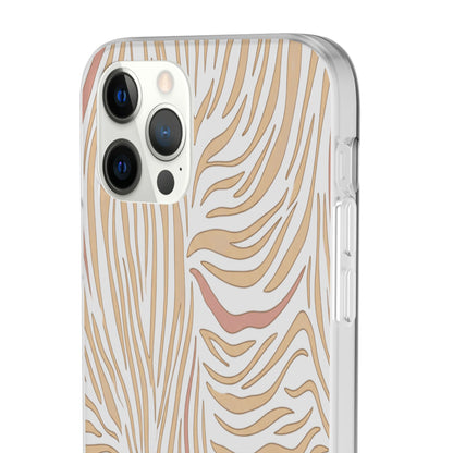 Neutral Zebra Print Flexi Case — Beige & Rose Gold Animal Pattern Phone Cover