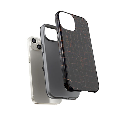 Croc-Embossed Tough Phone Case — Shockproof Black Alligator Texture