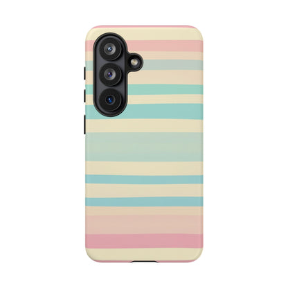 Pastel Striped Tough Phone Case – Protective Retro Rainbow Design
