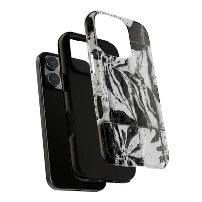 Monochrome Tile Floral Tough Phone Case