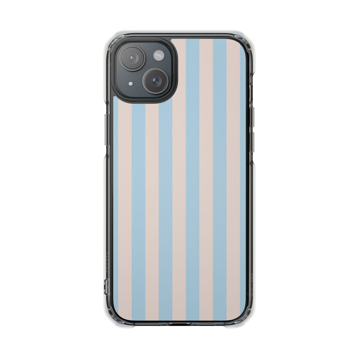 Striped Pastel Clear Phone Case — Blue & Peach Vertical Stripe Magnetic Impact Case