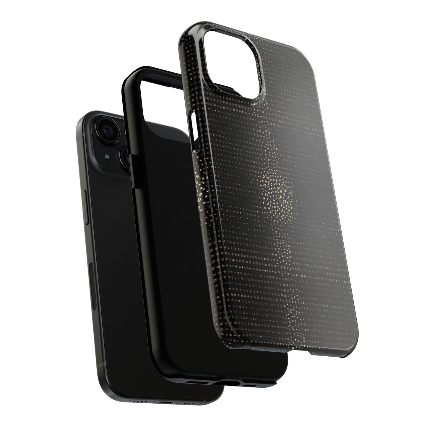 Tough Phone Case — Black Textured Metallic Dot Shield