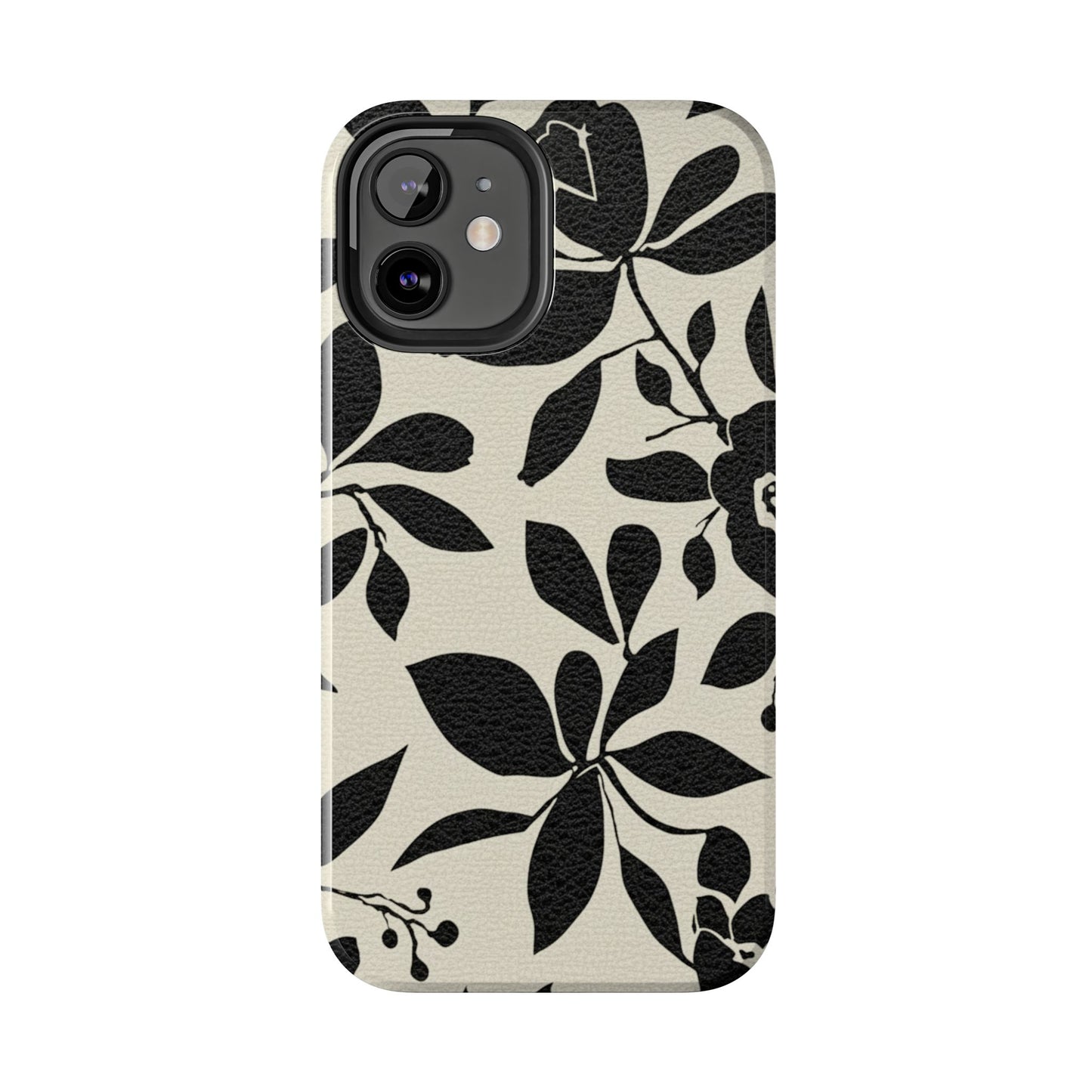 Tough Phone Case — Black Floral Silhouette Protective Cover