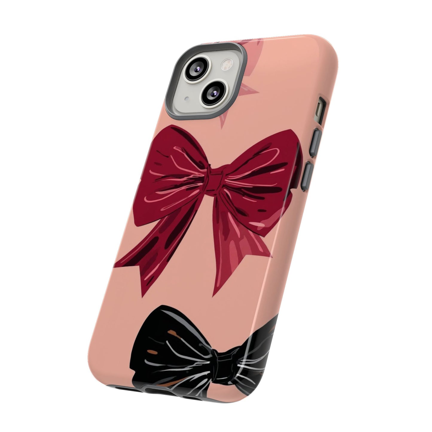 Bow Pattern Tough Phone Case — Pink, Red & Black Decorative Bows