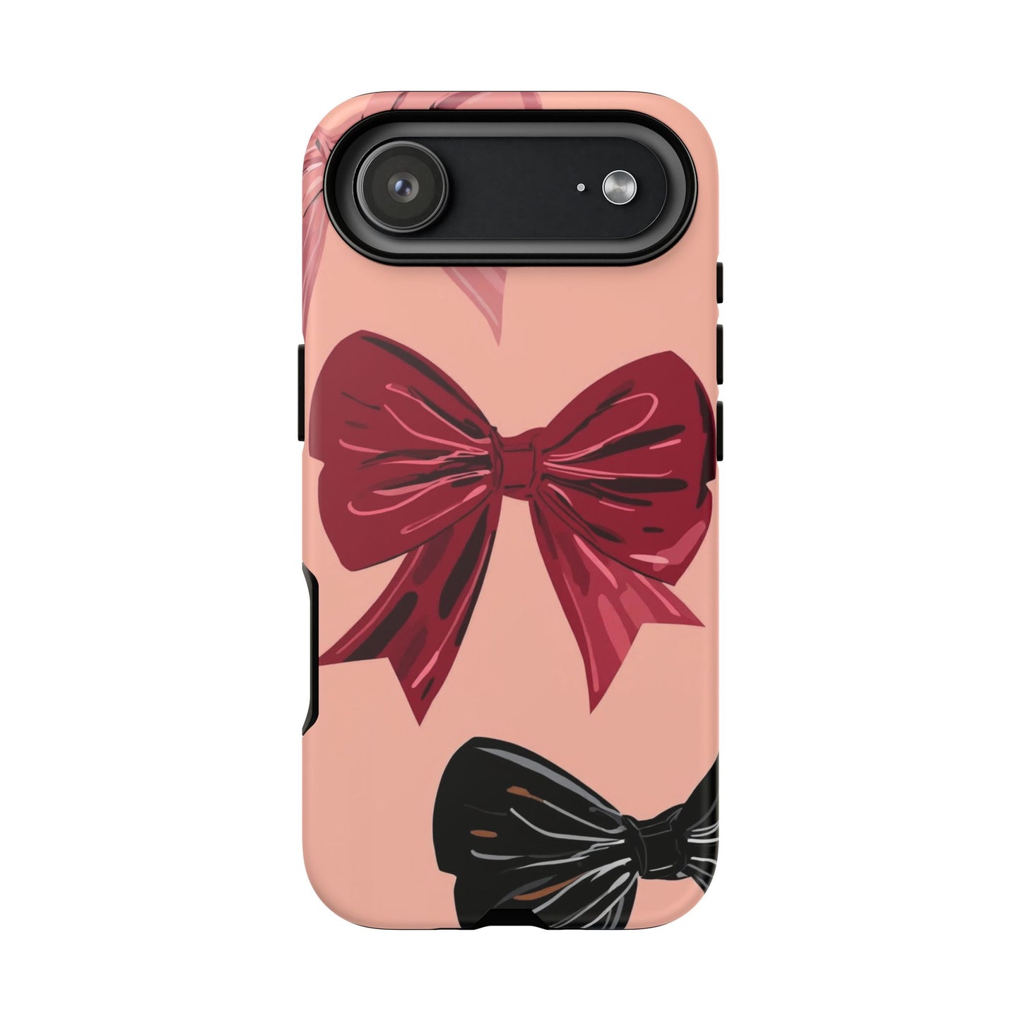 Bow Pattern Tough Phone Case — Pink, Red & Black Decorative Bows