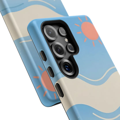 Beach Waves Tough Phone Case — Summer Sun & Seashell Protective Cover