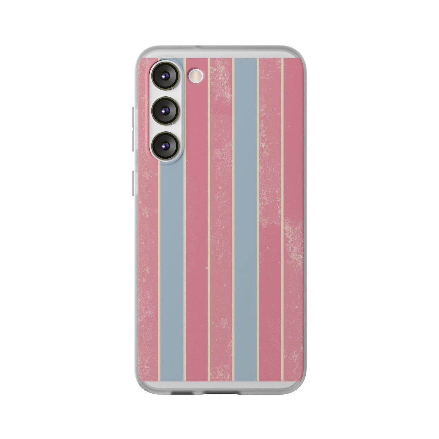 Striped Pink & Blue Phone Case — Retro Pastel Flexi Case