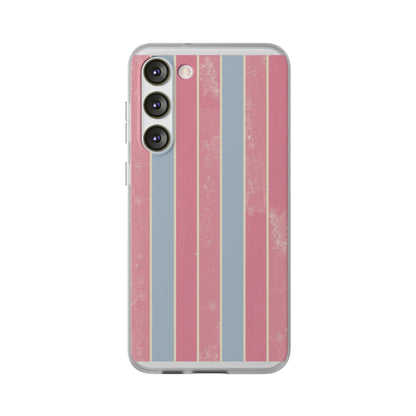Striped Pink & Blue Phone Case — Retro Pastel Flexi Case