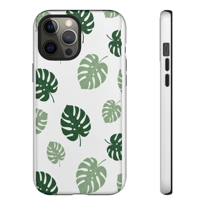 Monstera Leaf Tough Phone Case – Tropical Green Palm Pattern Protective Cover