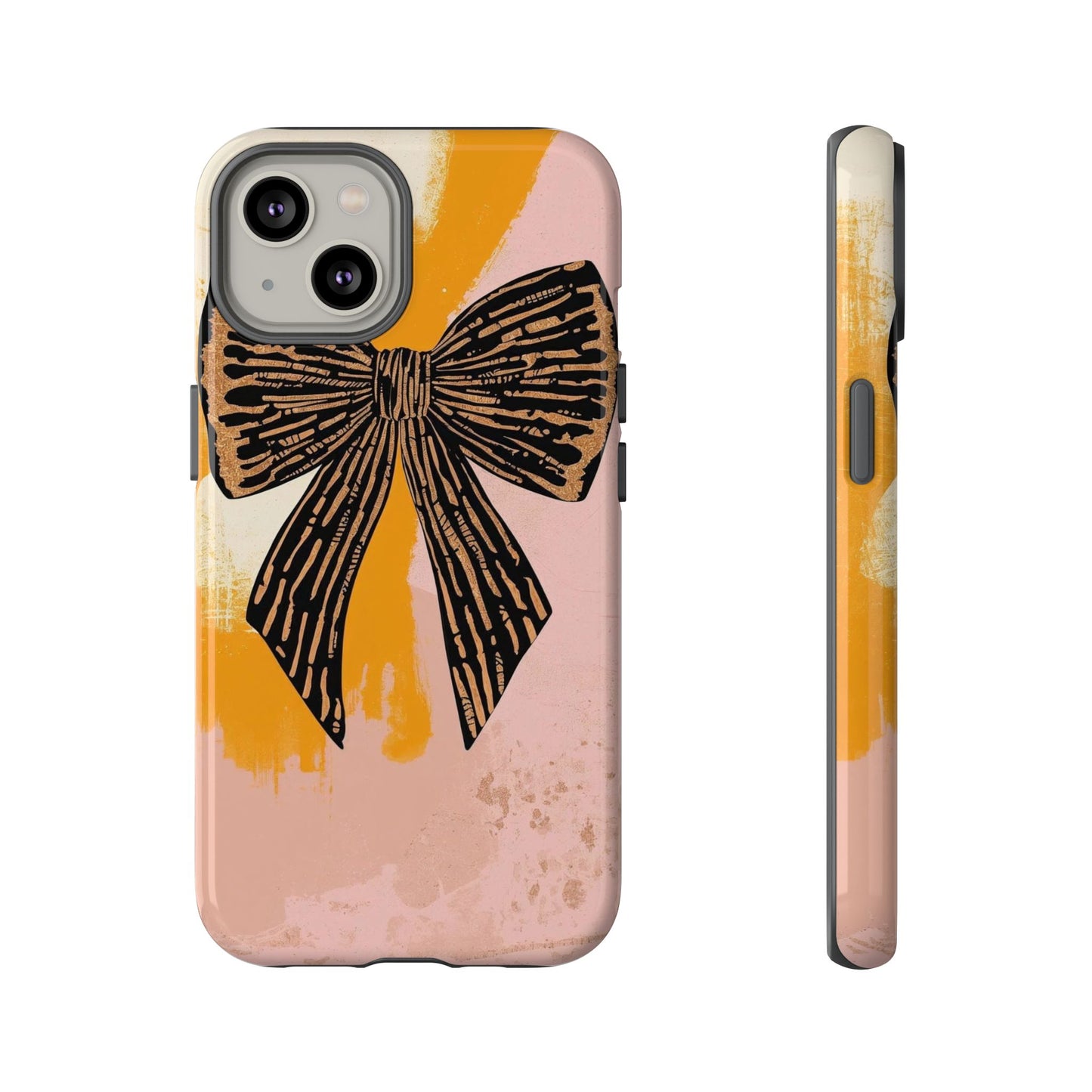 Bow Brushstroke Tough Phone Case — Pink & Mustard