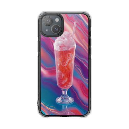 Clear Magnetic Phone Case — Retro Pink Soda Float Design