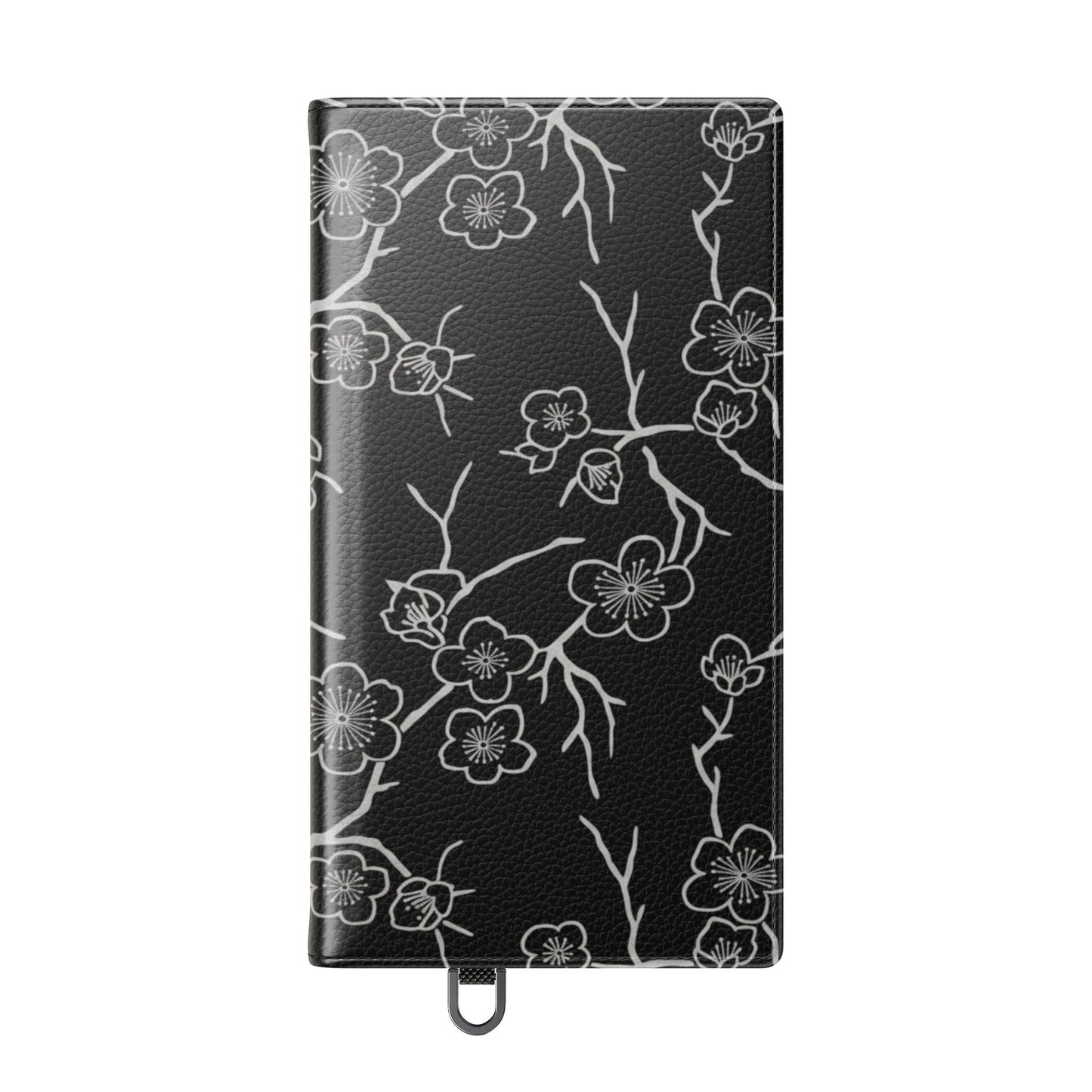Black Cherry Blossom Flip Phone Case – Floral Wallet Flip Case with Card Slots