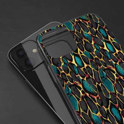 Teal Gold Leopard Clear Phone Case