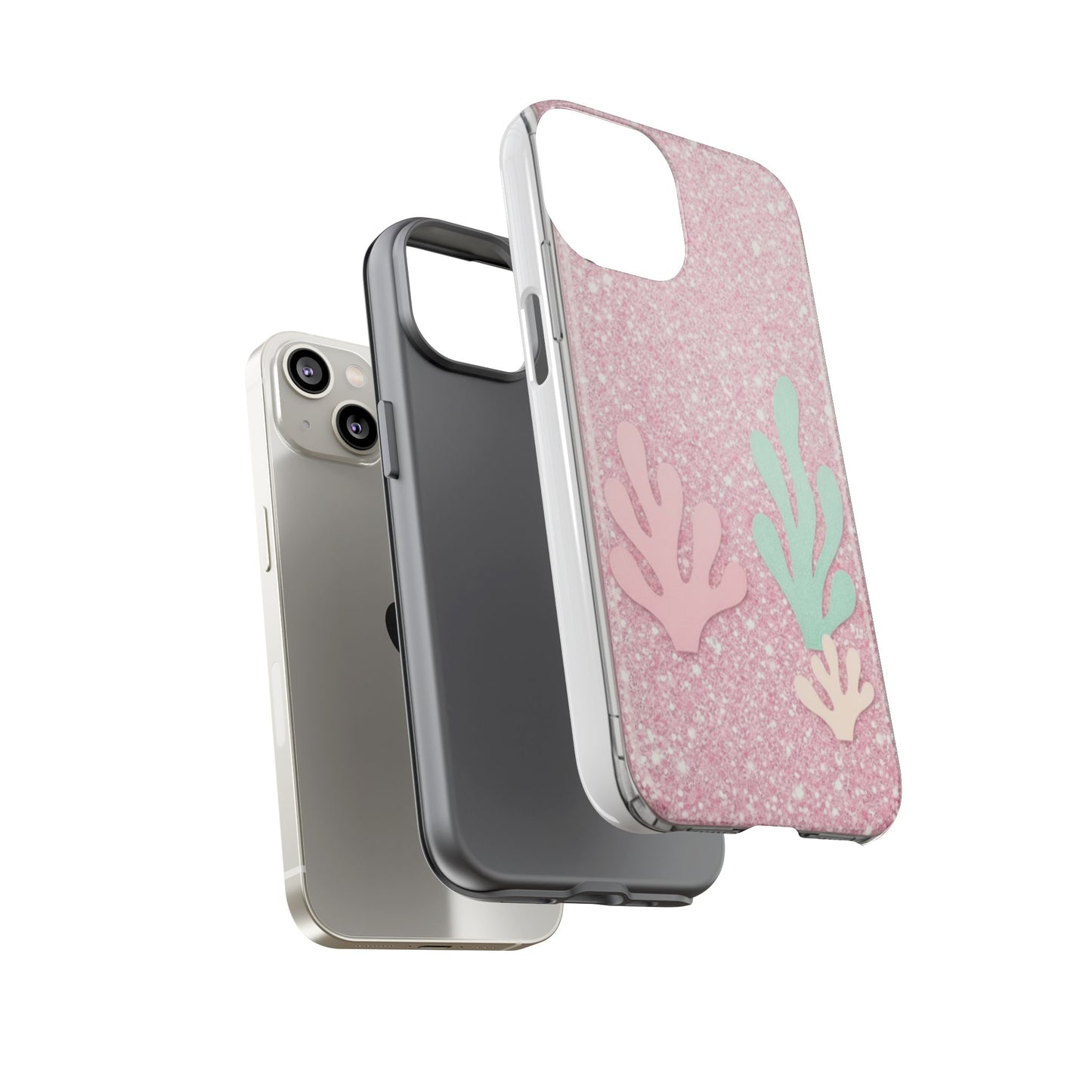 Pink Glitter Seaweed Tough Case - Sparkle Protective Phone Cover