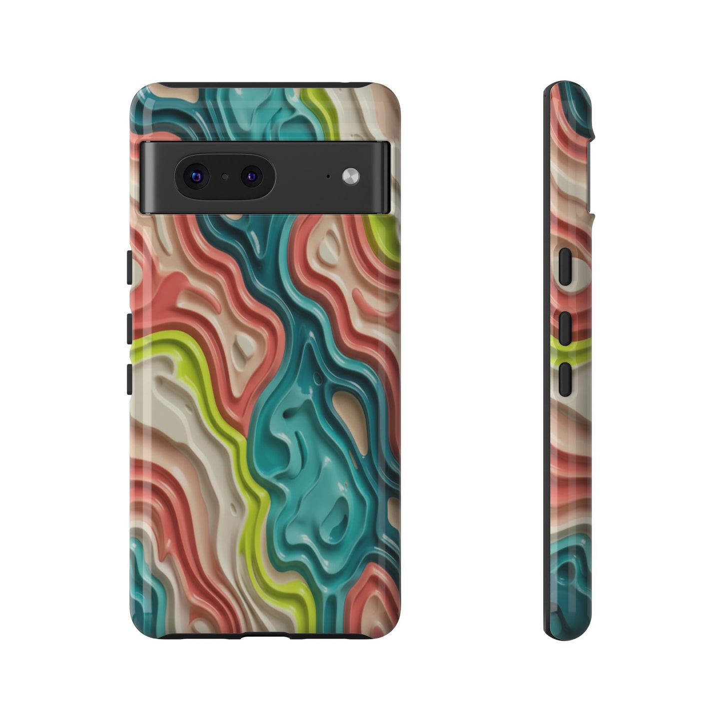 Abstract Contour Phone Case — Colorful Topographic Pattern Tough Case