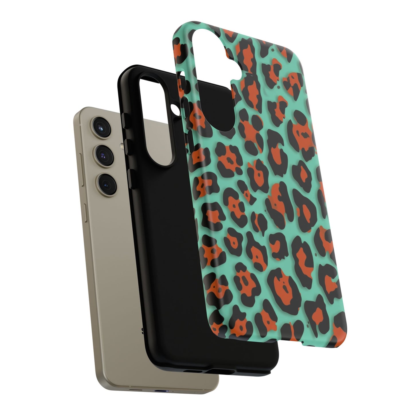 Teal & Rust Leopard Phone Case — Tough Protective Animal Print