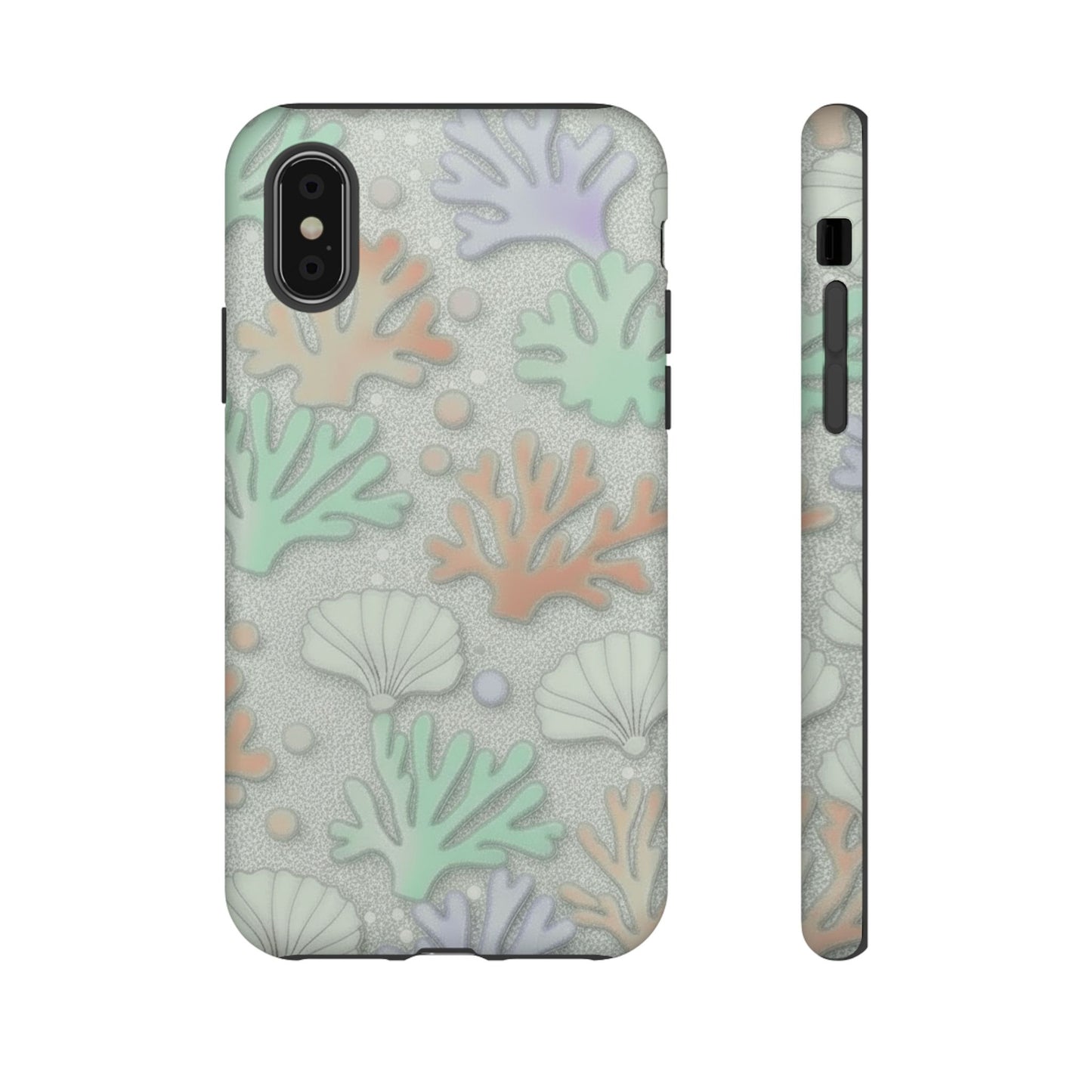 Pastel Coral Reef Tough Phone Case – Sea Shell & Coral Pattern Durable Protector