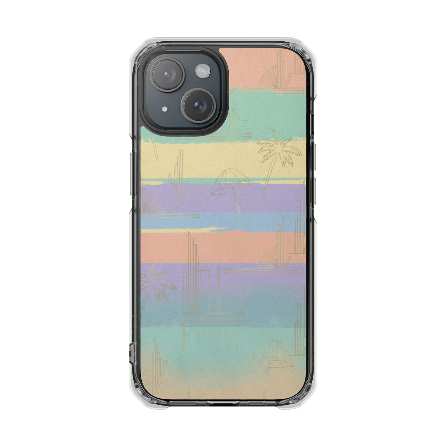 Pastel Stripe Clear Magnetic Impact Phone Case — Retro Beach Vibes