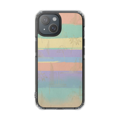 Pastel Stripe Clear Magnetic Impact Phone Case — Retro Beach Vibes
