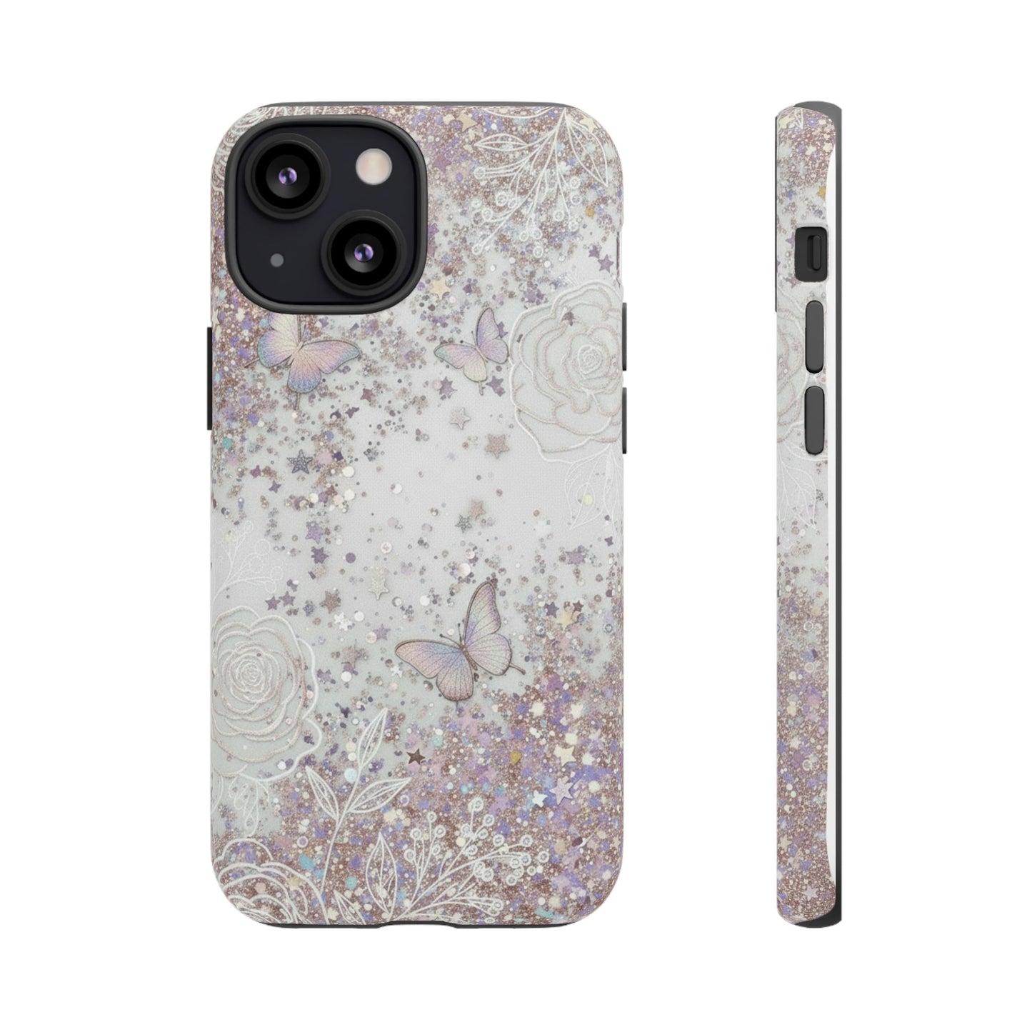 Butterfly Glitter Tough Phone Case — Floral Sparkle Protective Case