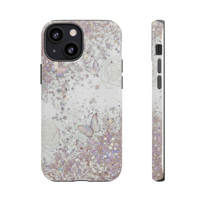 Butterfly Glitter Tough Phone Case — Floral Sparkle Protective Case