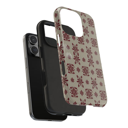 Tough Phone Case — Vintage Red Floral Pattern Protective Cover