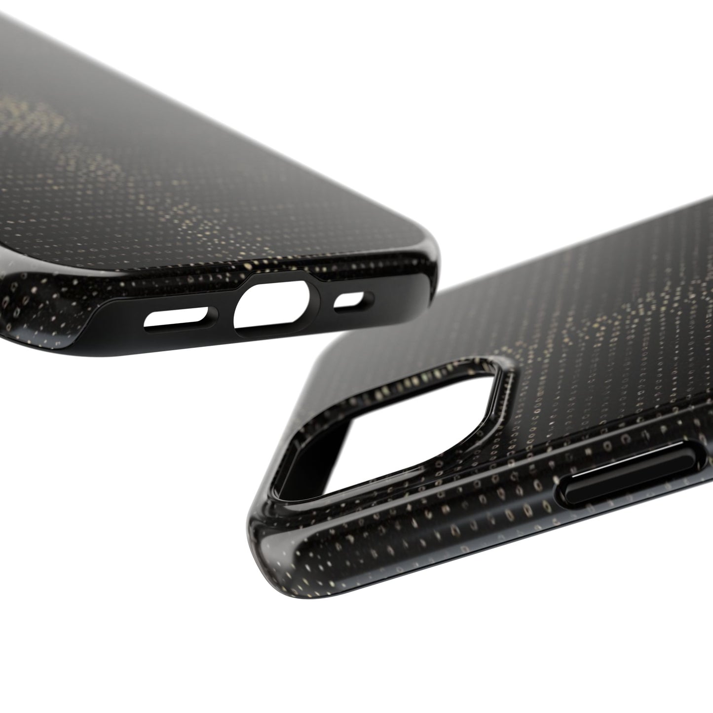 Tough Phone Case — Black Textured Metallic Dot Shield