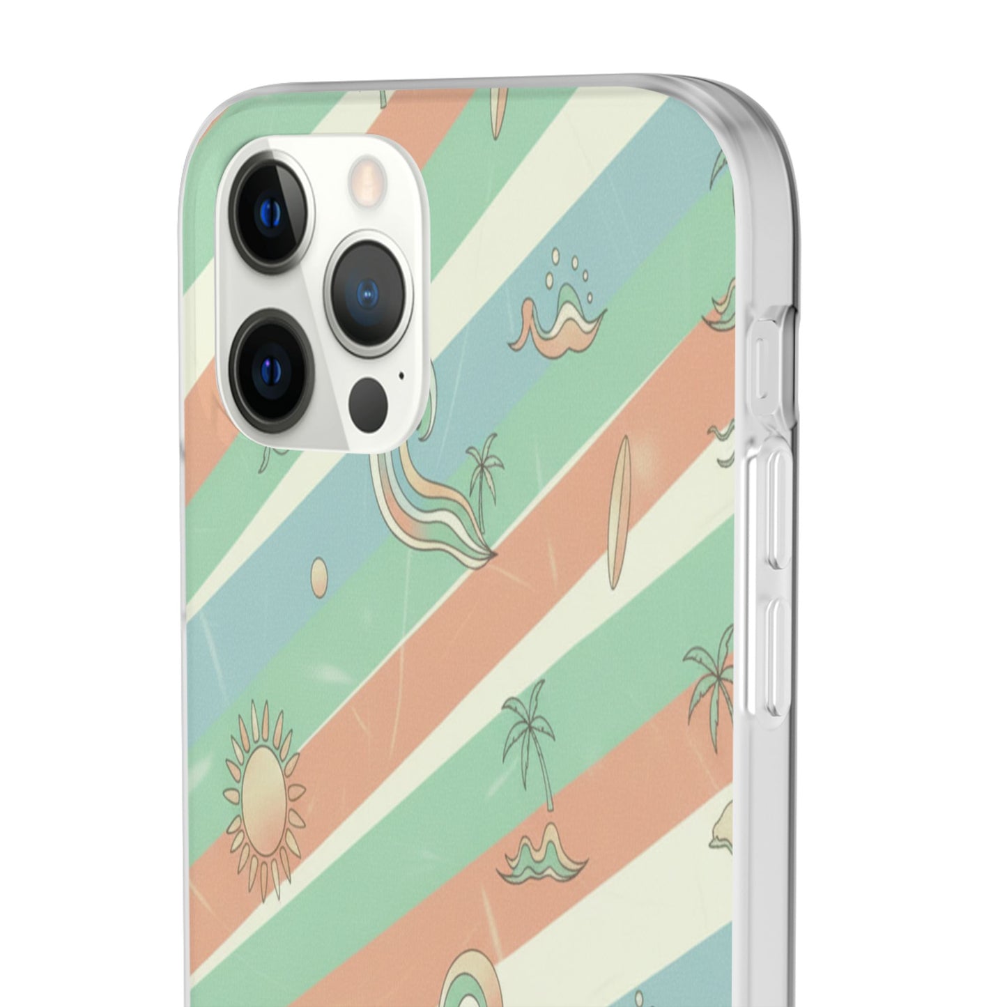 Beach Vibes Phone Case — Retro Pastel Surf & Palm Protective Flexi Case