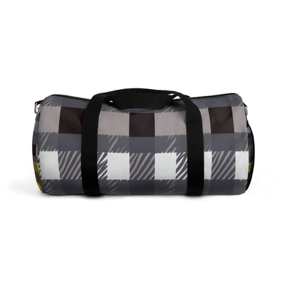 Gray Plaid Duffel Bag — Cozy Check Travel Gym Bag