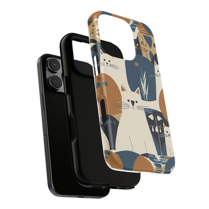 Cat Pattern Phone Case – Retro Abstract Cats Protective iPhone Cover