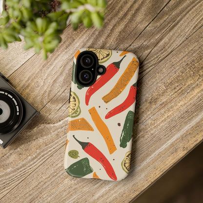 Spicy Peppers Phone Case – Colorful Chili, Lime & Citrus Pattern