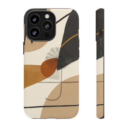 Abstract Earth Tone Phone Case — Mid-Century Minimalist Tough Case