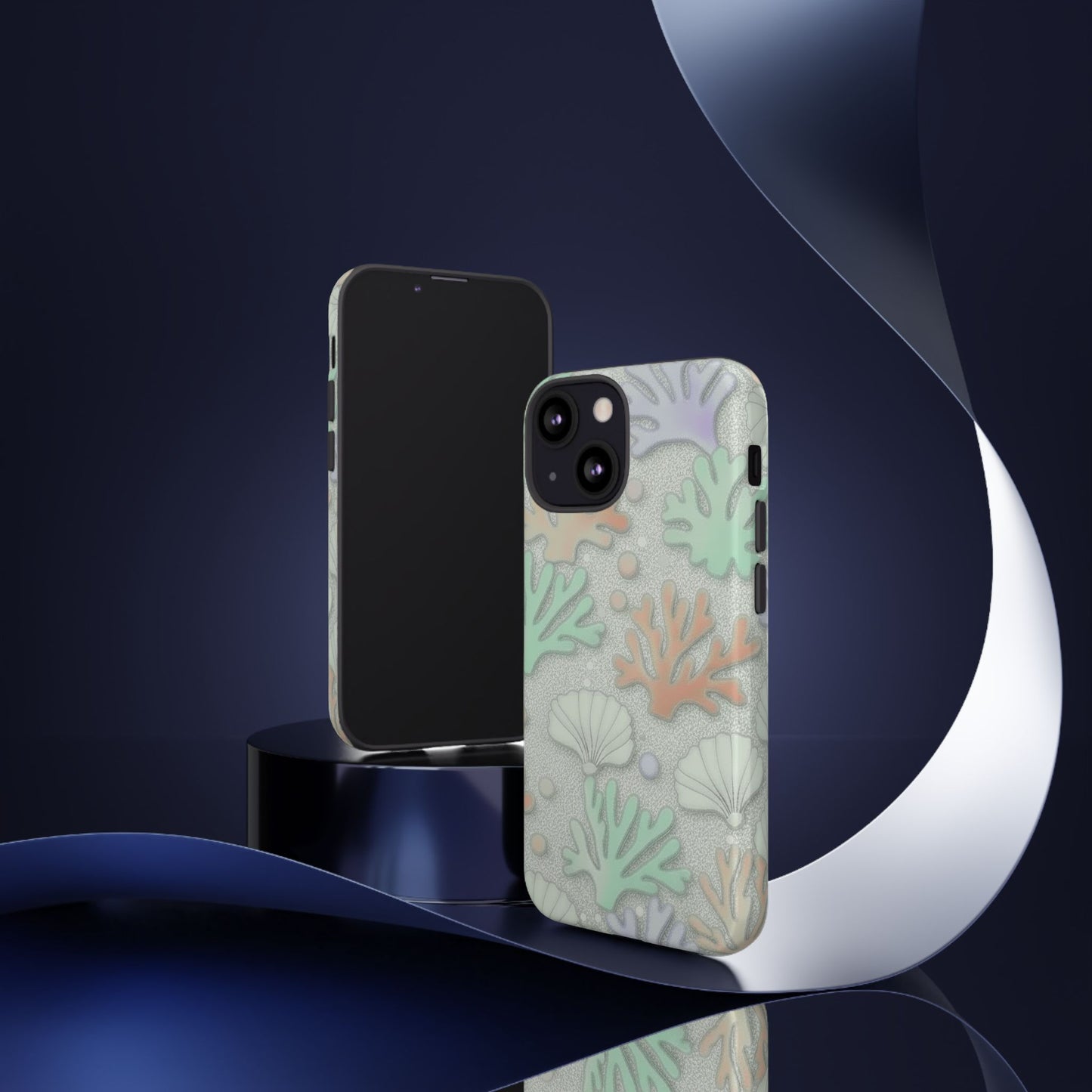 Pastel Coral Reef Tough Phone Case – Sea Shell & Coral Pattern Durable Protector