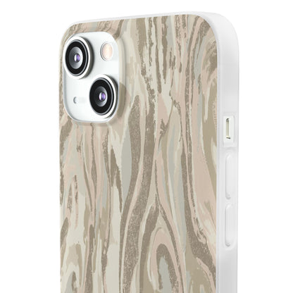Neutral Marble Swirl Flexi Phone Case — Beige Abstract Protective Cover