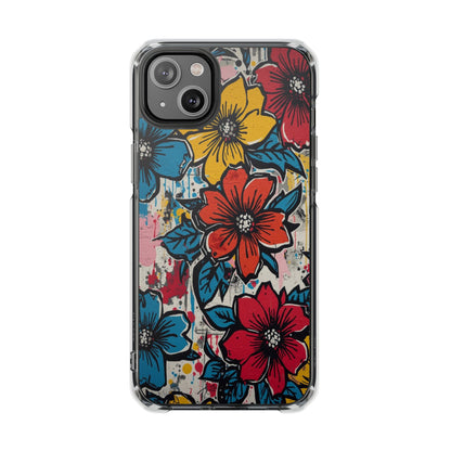 Clear Magnetic Phone Case — Colorful Floral Impact Protection