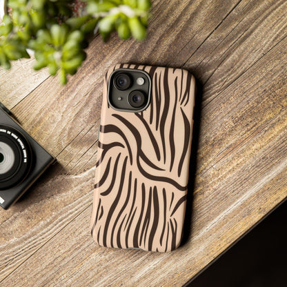 Zebra Stripe Tough Phone Case – Neutral Animal Print Protective Cover