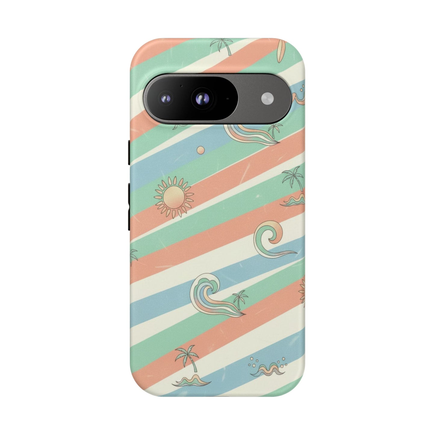 Surf Stripe Tough Phone Case — Retro Beach Waves Pattern