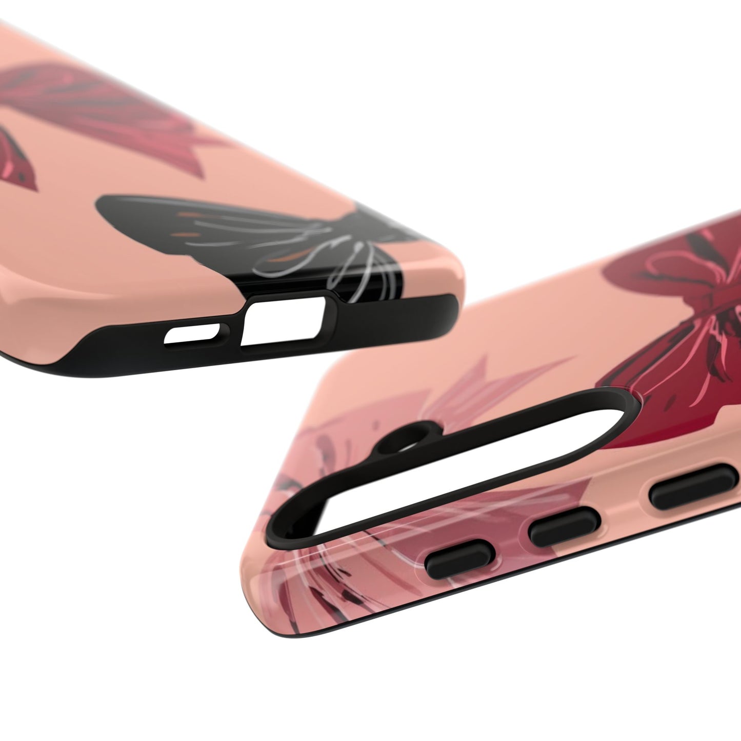 Bow Pattern Tough Phone Case — Pink, Red & Black Decorative Bows