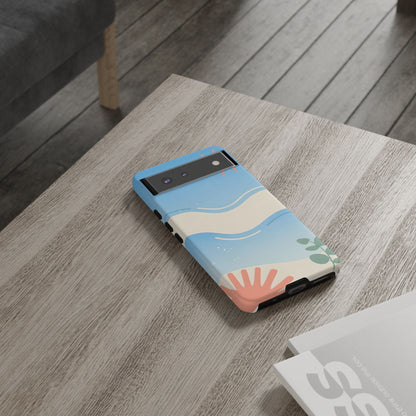 Beach Waves Tough Phone Case — Summer Sun & Seashell Protective Cover