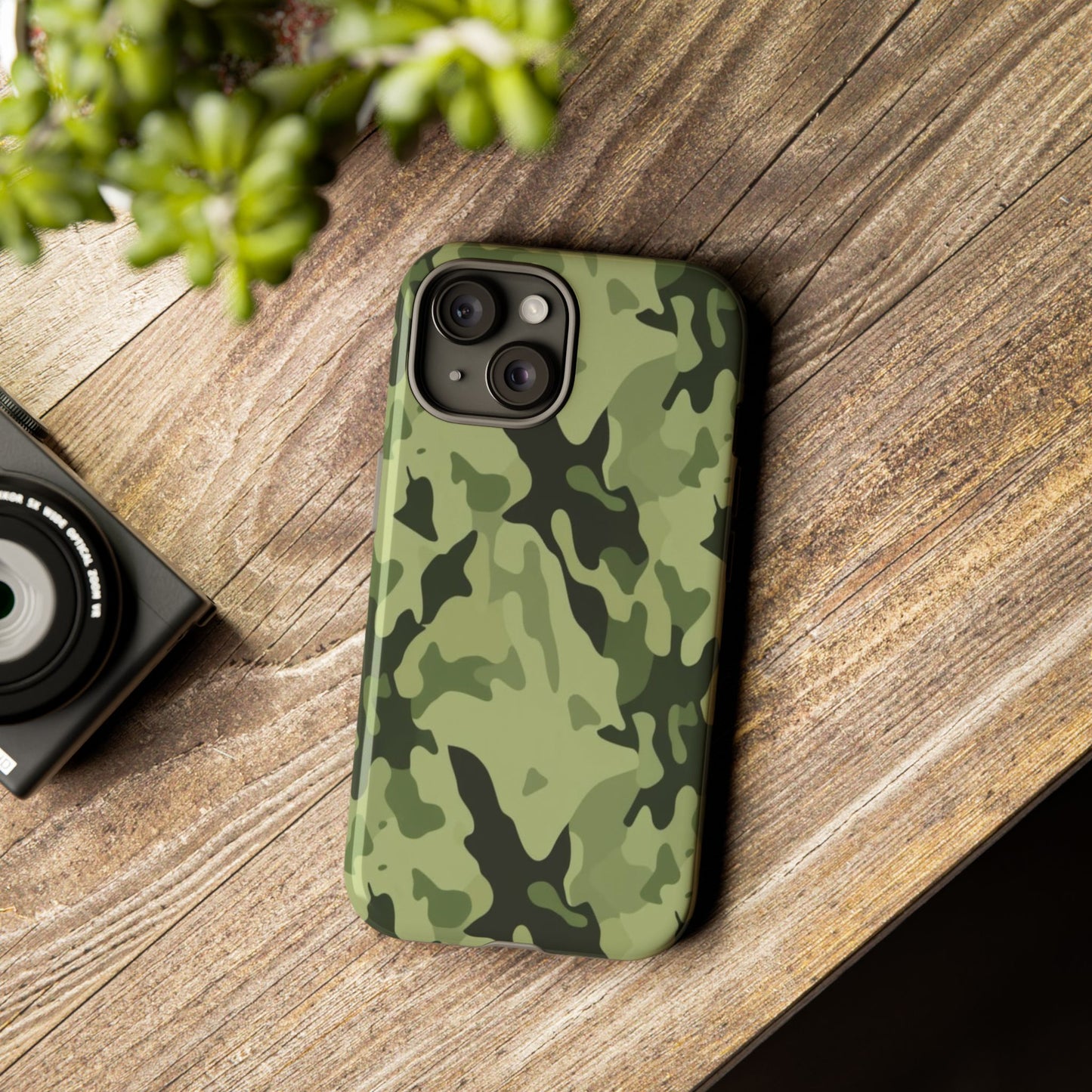 Camo Tough Phone Case — Military Green Protective iPhone Cover