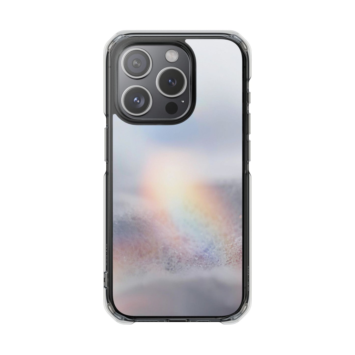 Clear Magnetic Impact Phone Case — Shockproof Transparent Case with Holographic Rainbow Accent