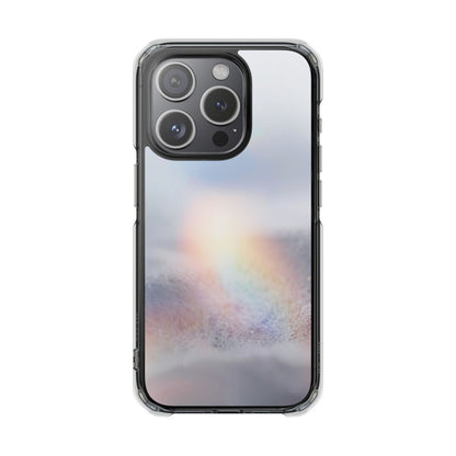 Clear Magnetic Impact Phone Case — Shockproof Transparent Case with Holographic Rainbow Accent