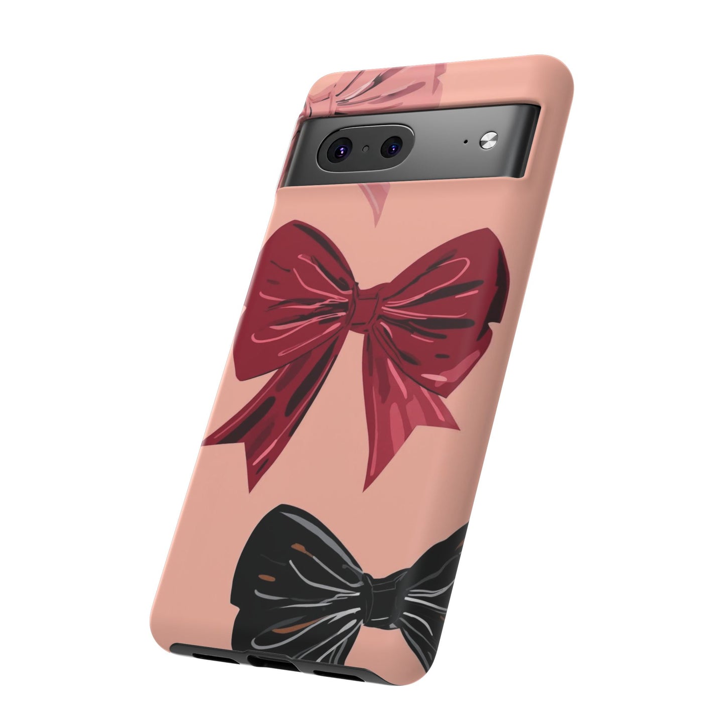 Bow Pattern Tough Phone Case — Pink, Red & Black Decorative Bows