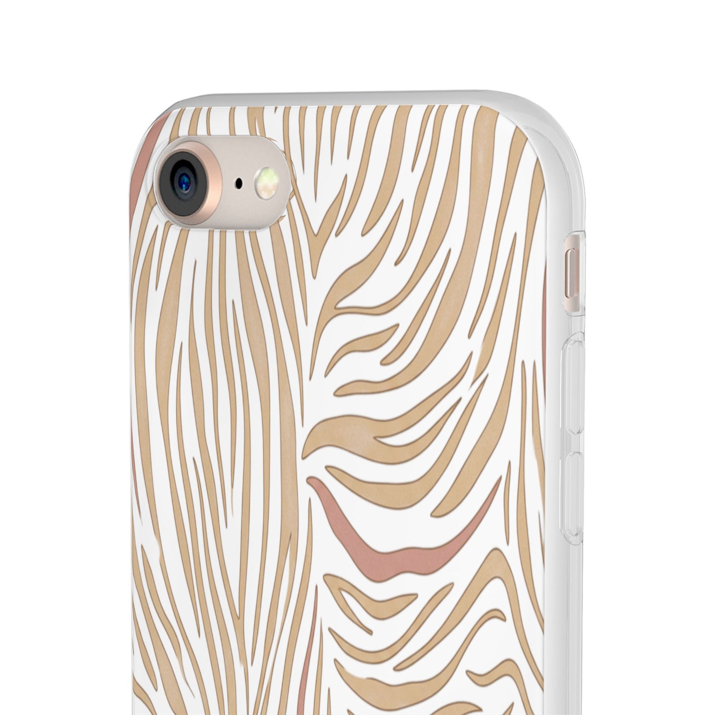 Neutral Zebra Print Flexi Case — Beige & Rose Gold Animal Pattern Phone Cover