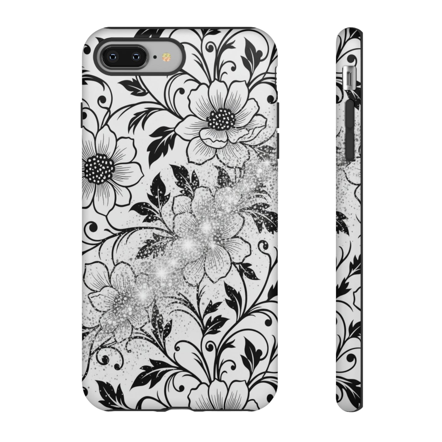 Floral Lace Phone Case — Black & White Vintage Flower Protective Case
