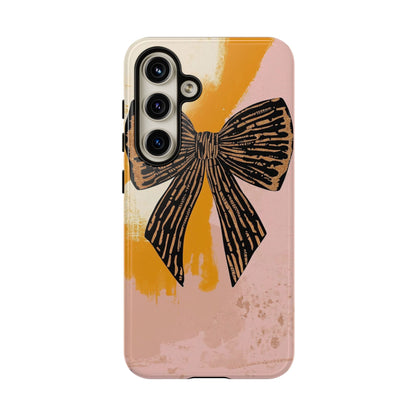 Bow Brushstroke Tough Phone Case — Pink & Mustard