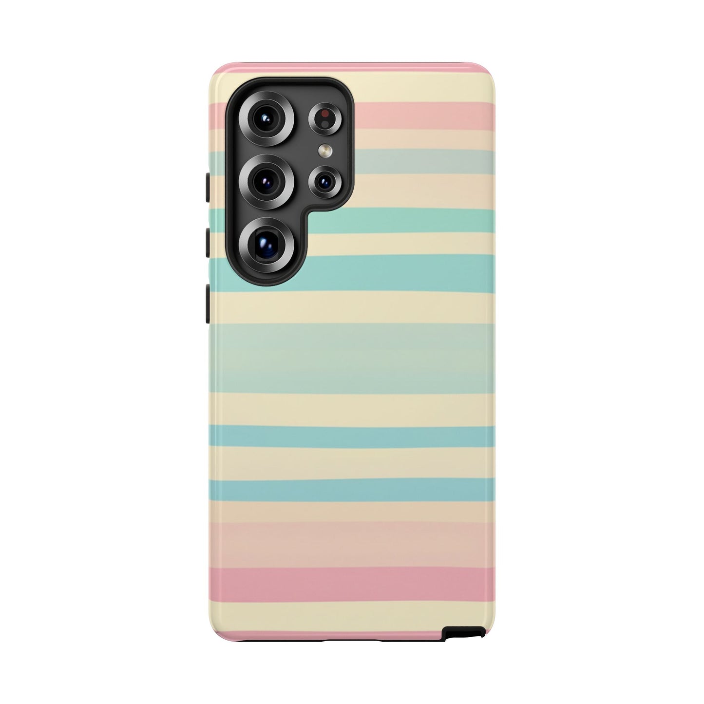 Pastel Striped Tough Phone Case – Protective Retro Rainbow Design