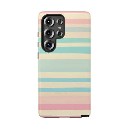 Pastel Striped Tough Phone Case – Protective Retro Rainbow Design